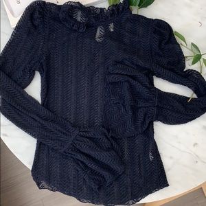 Sheer bell sleeve layering shirt